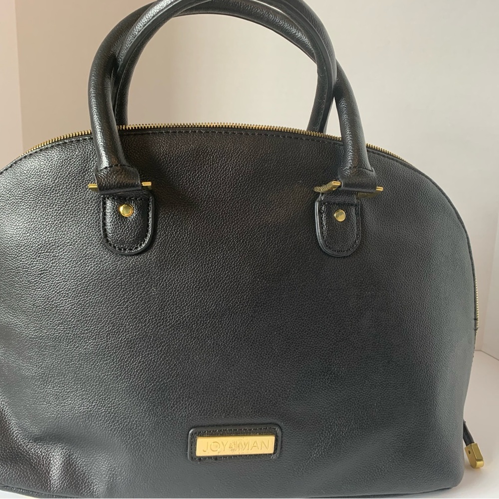 Joy & Iman Black Satchel with Gold Accents